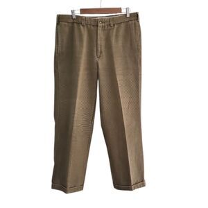 Men’s Tan Textured Dress Pants 34x28 Classic Khaki Work Trousers Timeless